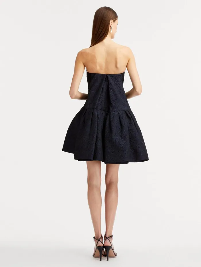 Oscar De La Renta Dresses Textured Floral Cloqu CapeBack Dress Navy 8211 Women