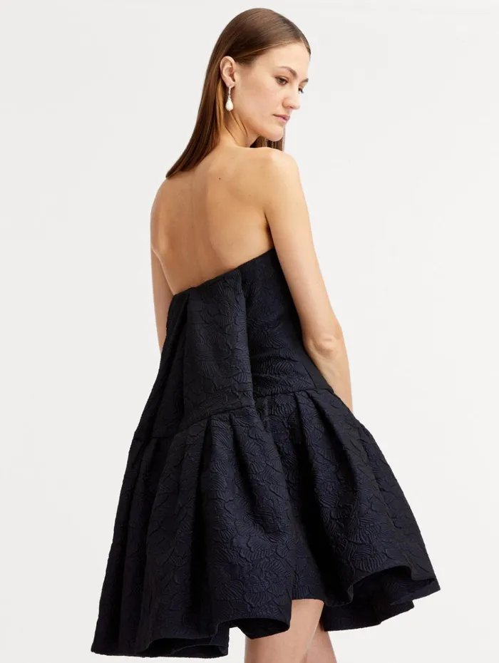 Oscar De La Renta Dresses Textured Floral Cloqu CapeBack Dress Navy 8211 Women