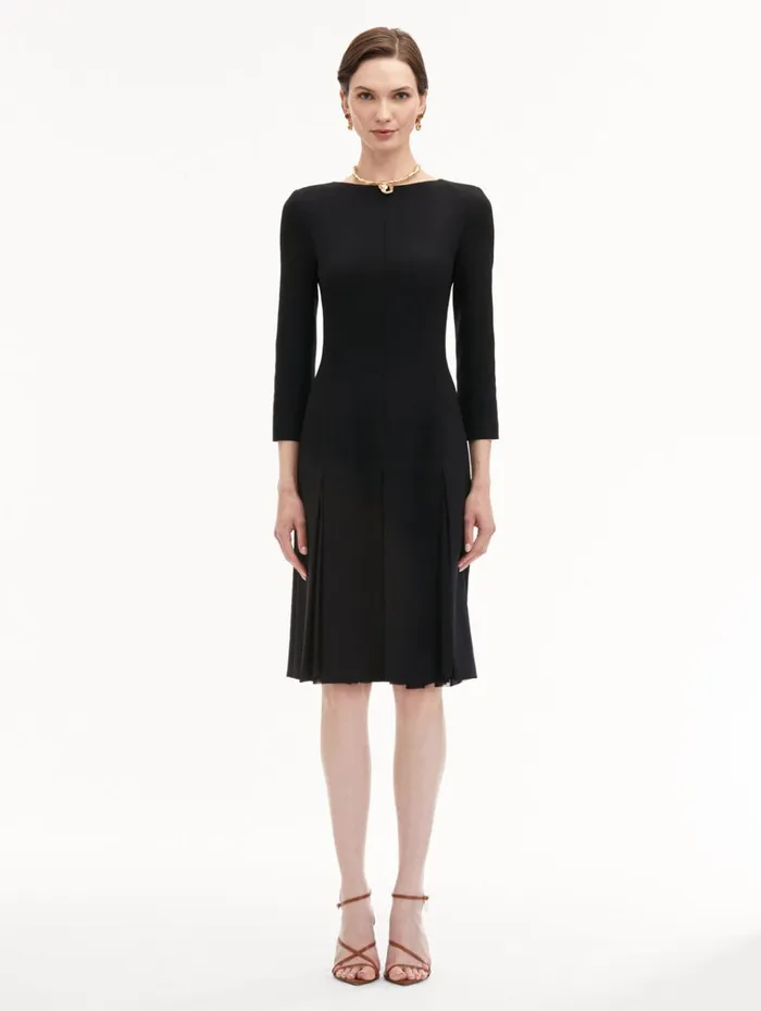 Oscar De La Renta Dresses Wool and Chiffon Inset Dress Black 8211 Women Oscar De La Renta Dresses Wool and Chiffon Inset Dress Black 8211 Women