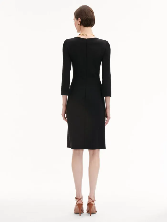 Oscar De La Renta Dresses Wool and Chiffon Inset Dress Black 8211 Women Oscar De La Renta Dresses Wool and Chiffon Inset Dress Black 8211 Women