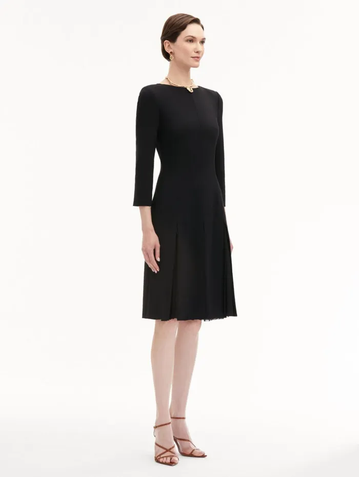 Oscar De La Renta Dresses Wool and Chiffon Inset Dress Black 8211 Women Oscar De La Renta Dresses Wool and Chiffon Inset Dress Black 8211 Women
