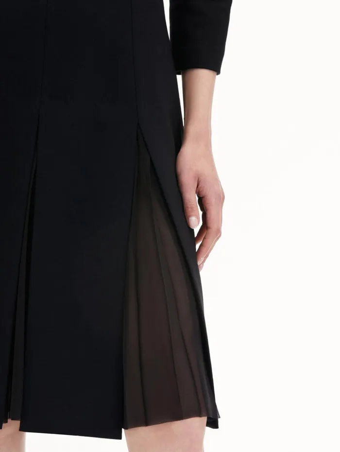 Oscar De La Renta Dresses Wool and Chiffon Inset Dress Black 8211 Women Oscar De La Renta Dresses Wool and Chiffon Inset Dress Black 8211 Women