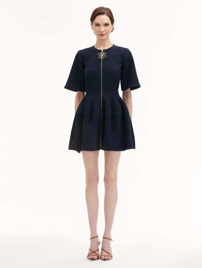 Oscar De La Renta Dresses Zip Front Tweed Dress Navy 8211 Women Oscar De La Renta Dresses Zip Front Tweed Dress Navy 8211 Women