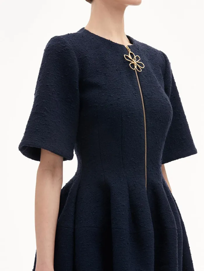 Oscar De La Renta Dresses Zip Front Tweed Dress Navy 8211 Women Oscar De La Renta Dresses Zip Front Tweed Dress Navy 8211 Women