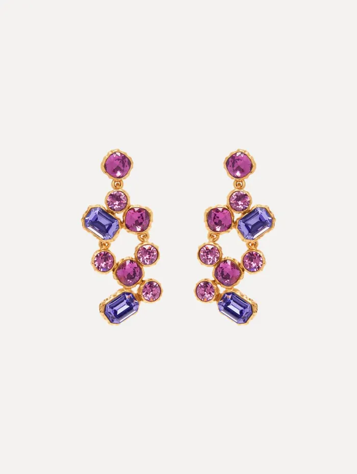 Oscar De La Renta Earrings Crystal Scramble Earrings Amethyst Multi 8211 Women