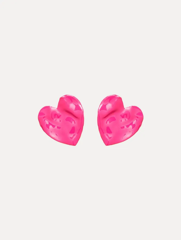 Oscar De La Renta Earrings Enamel Heart Earrings Fuchsia 8211 Women