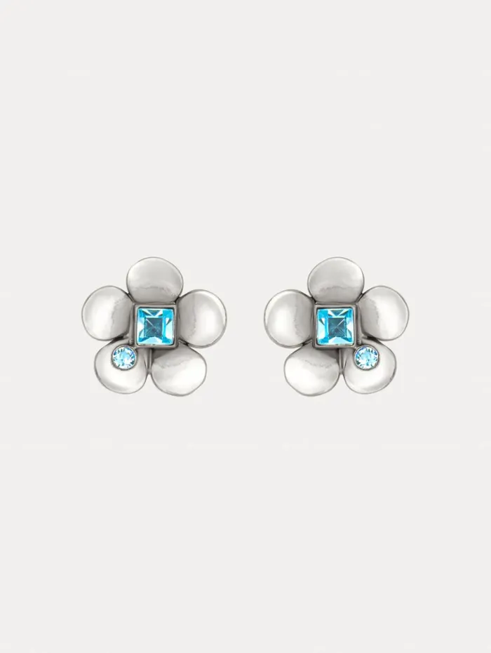 Oscar De La Renta Earrings Flower Stud Earrings Aquamarine 8211 Women