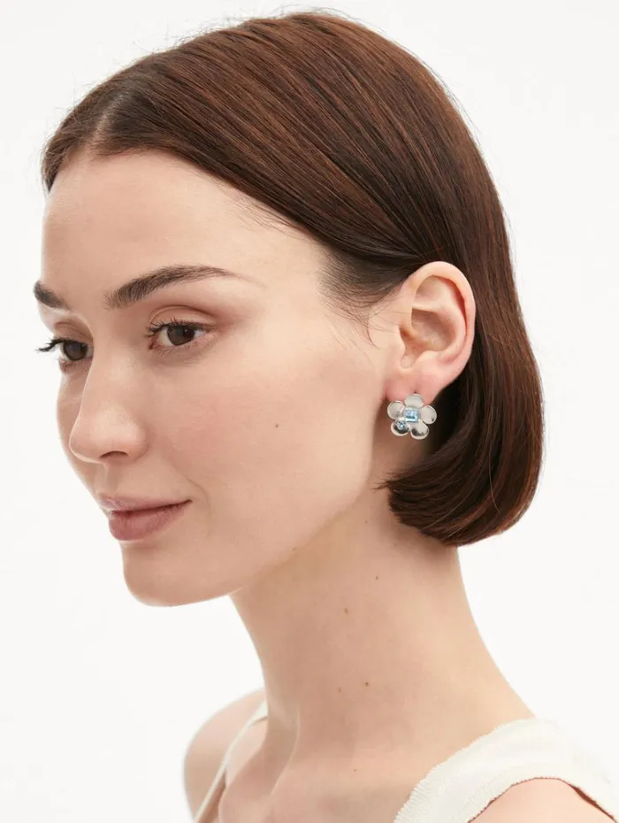 Oscar De La Renta Earrings Flower Stud Earrings Aquamarine 8211 Women Oscar De La Renta Earrings Flower Stud Earrings Aquamarine 8211 Women