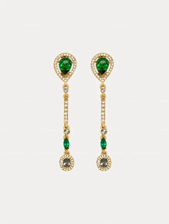Oscar De La Renta Earrings Teardrop Strand ClipOn Earrings Green Multi 8211 Women