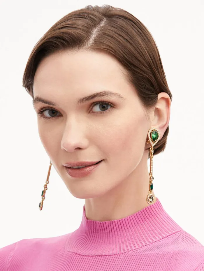 Oscar De La Renta Earrings Teardrop Strand ClipOn Earrings Green Multi 8211 Women Oscar De La Renta Earrings Teardrop Strand ClipOn Earrings Green Multi 8211 Women