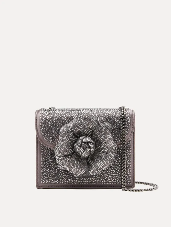 Oscar De La Renta Handbags Crystal Pav Mini TRO Bag Smoke Gunmetal 8211 Women