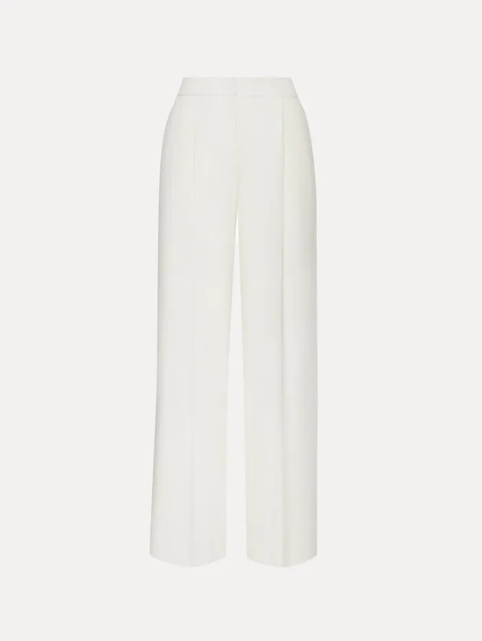 Oscar De La Renta Pants and Skirts High Waisted Wide Leg Pant Ivory 8211 Women