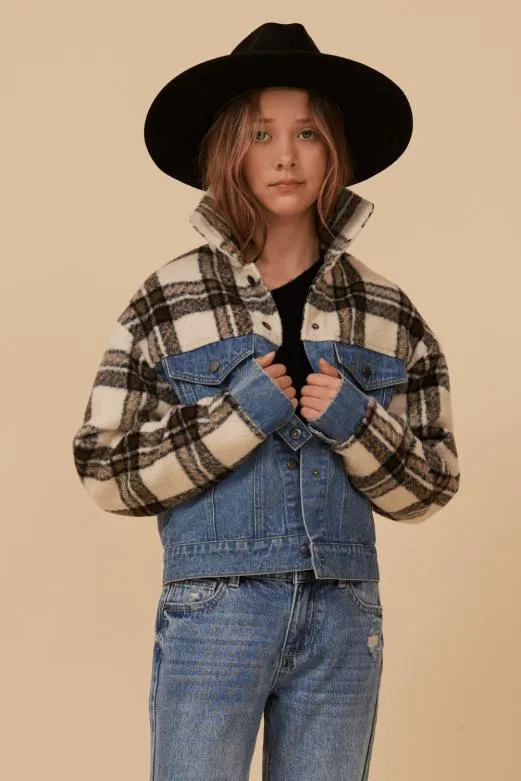 Outerwear WomenKids Vintage Havana Denim And Plaid Jacket
