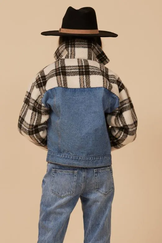 Outerwear WomenKids Vintage Havana Denim And Plaid Jacket