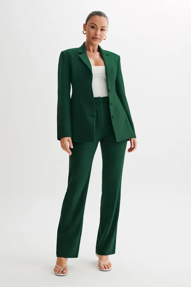 Outerwear Women Meshki Greer Hourglass Suiting Blazer 8211 Forest Green