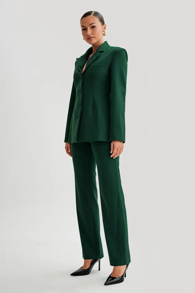 Outerwear Women Meshki Greer Hourglass Suiting Blazer 8211 Forest Green