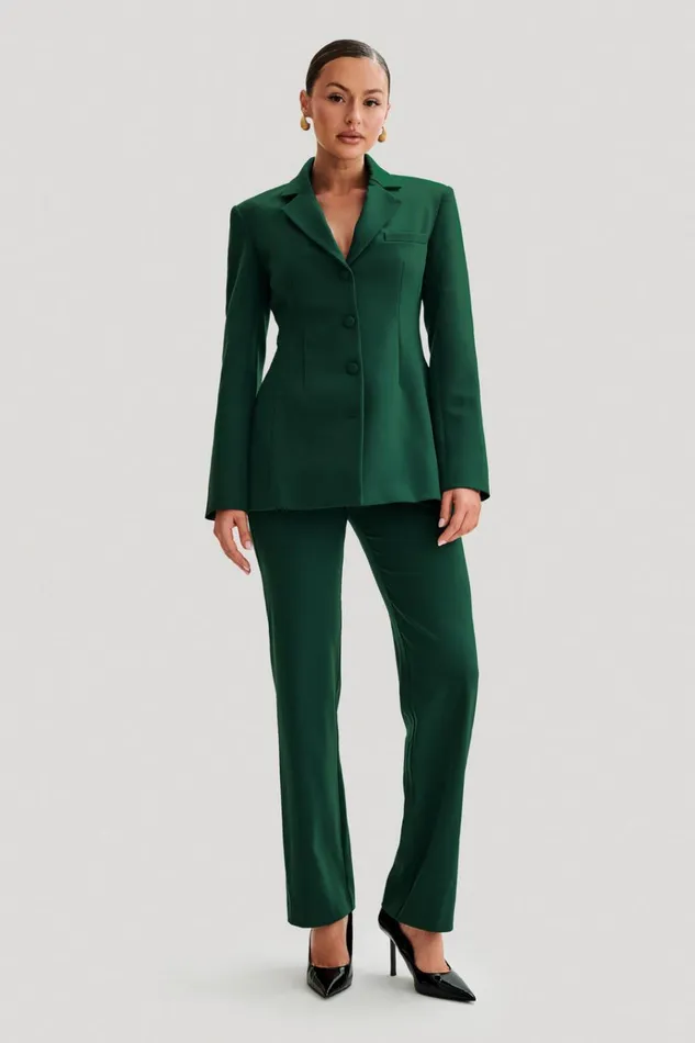 Outerwear Women Meshki Greer Hourglass Suiting Blazer 8211 Forest Green