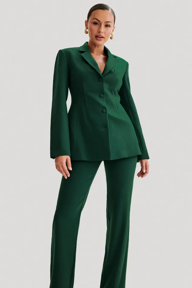Outerwear Women Meshki Greer Hourglass Suiting Blazer 8211 Forest Green