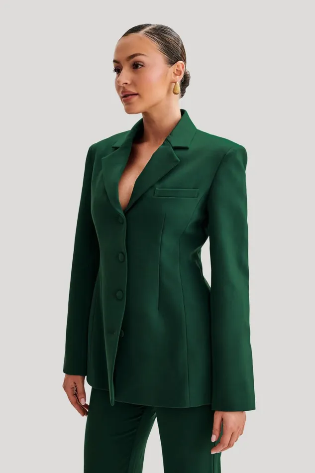Outerwear Women Meshki Greer Hourglass Suiting Blazer 8211 Forest Green
