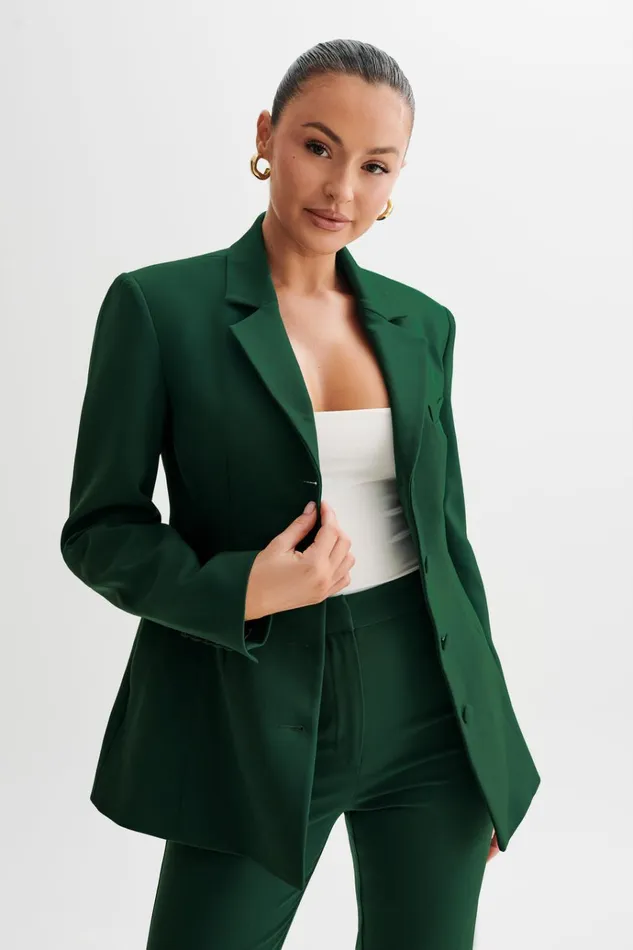 Outerwear Women Meshki Greer Hourglass Suiting Blazer 8211 Forest Green