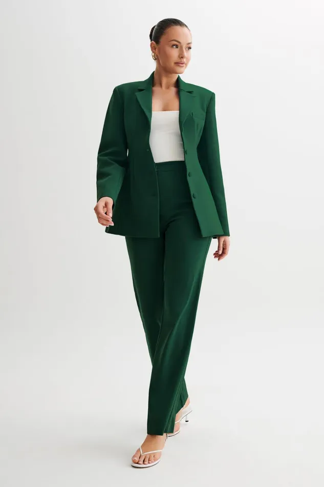 Outerwear Women Meshki Greer Hourglass Suiting Blazer 8211 Forest Green
