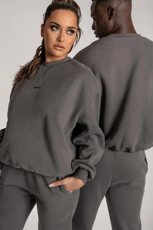 Outerwear Women Meshki Max Unisex Crew Neck Cosy Sweater 8211 Charcoal