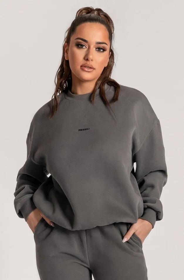 Outerwear Women Meshki Max Unisex Crew Neck Cosy Sweater 8211 Charcoal