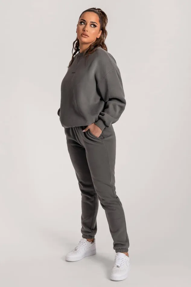 Outerwear Women Meshki Max Unisex Crew Neck Cosy Sweater 8211 Charcoal