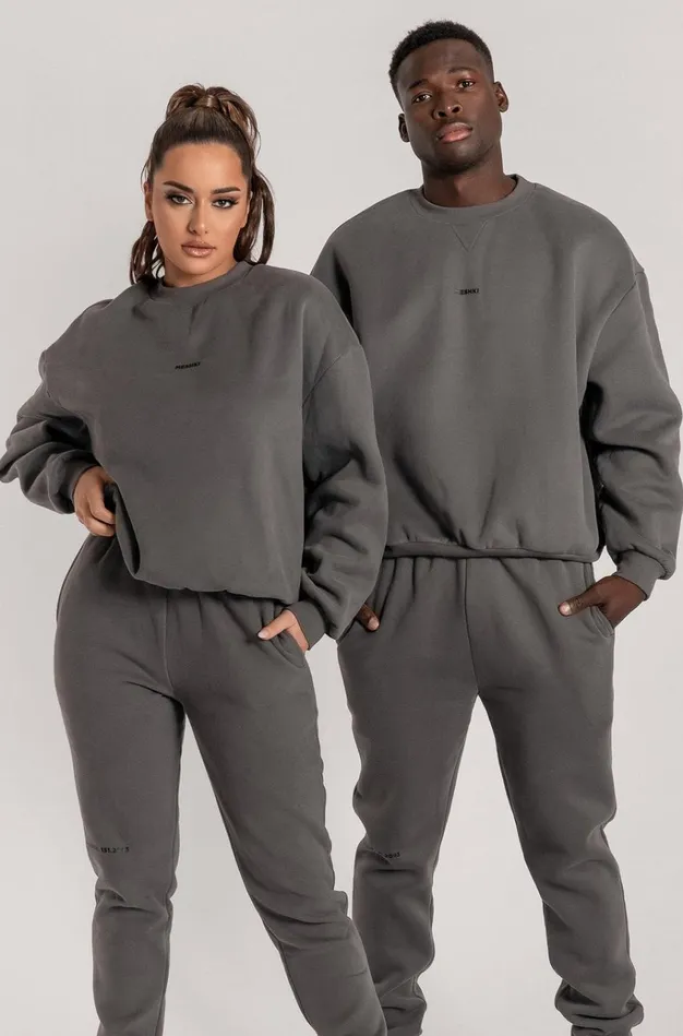 Outerwear Women Meshki Max Unisex Crew Neck Cosy Sweater 8211 Charcoal