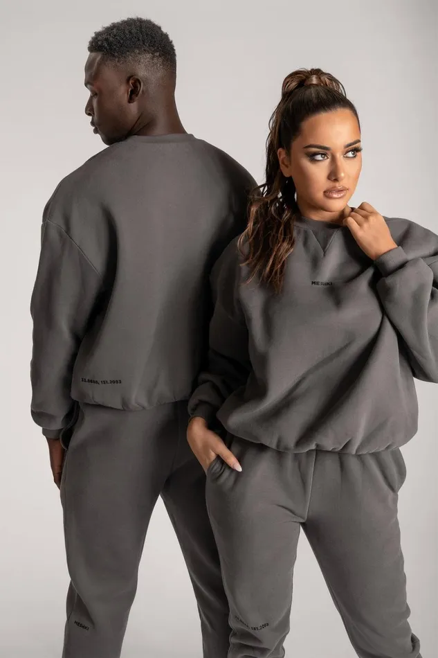 Outerwear Women Meshki Max Unisex Crew Neck Cosy Sweater 8211 Charcoal