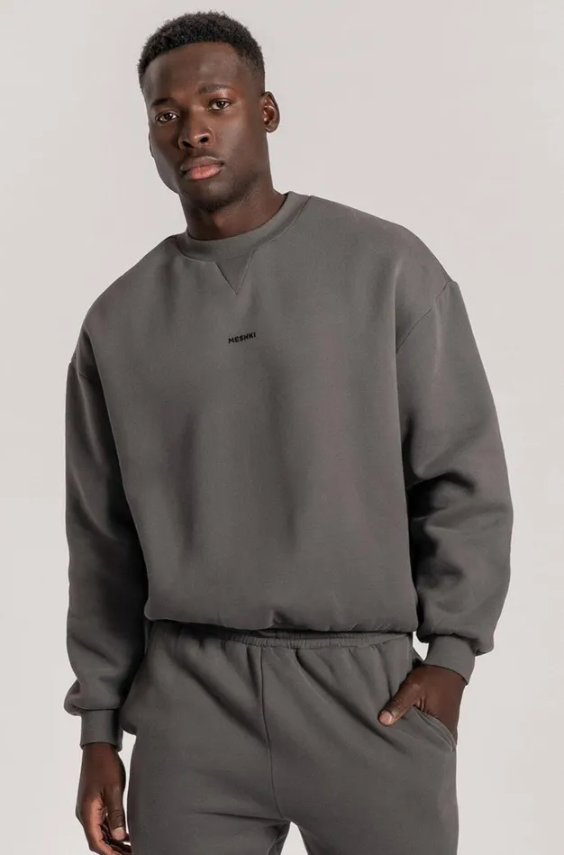 Outerwear Women Meshki Max Unisex Crew Neck Cosy Sweater 8211 Charcoal