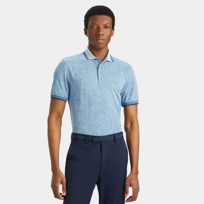 Outline Iris Banded Sleeve Tech Piqu Polo Drizzle Men GFORE Tops