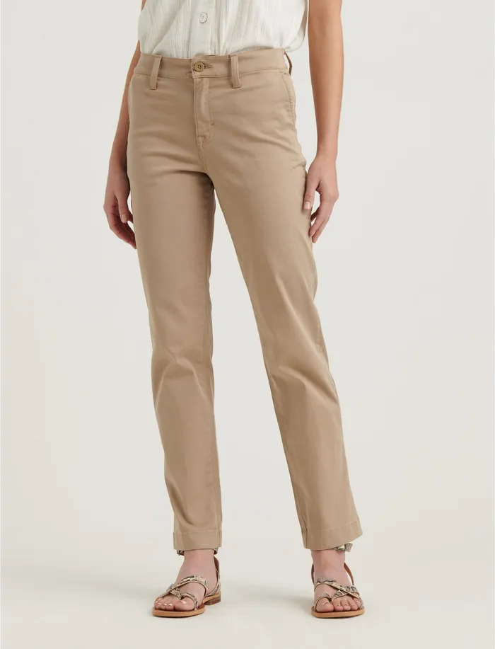 Pants Lucky Brand Women Mid Rise Slim Chino Chinchilla