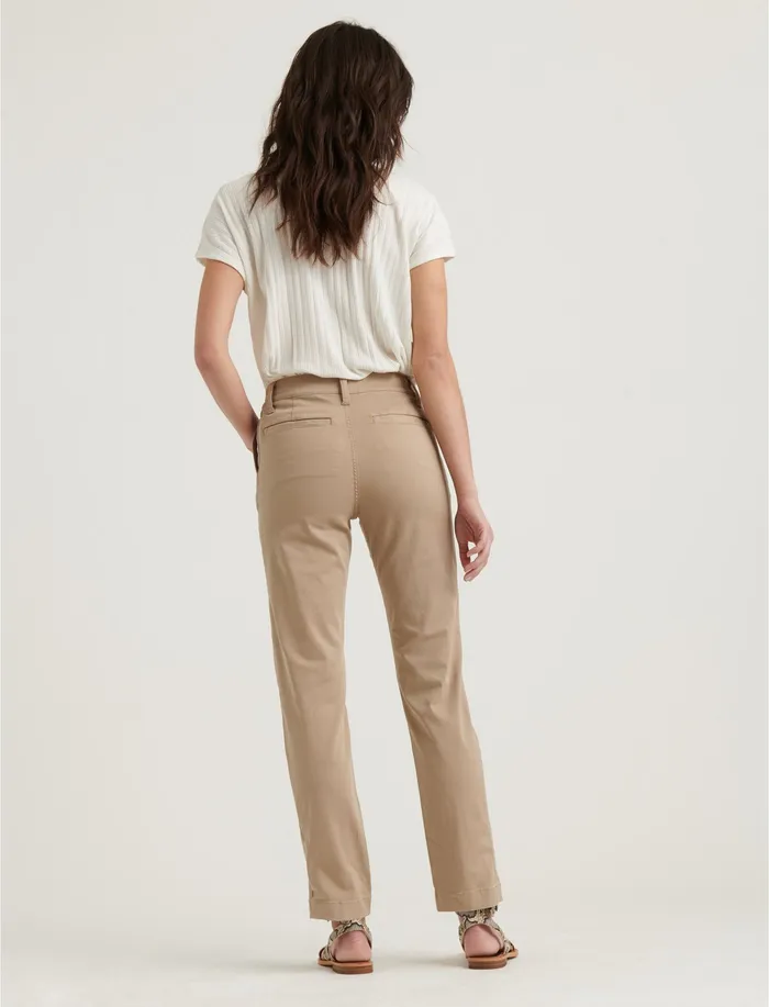 Pants Lucky Brand Women Mid Rise Slim Chino Chinchilla