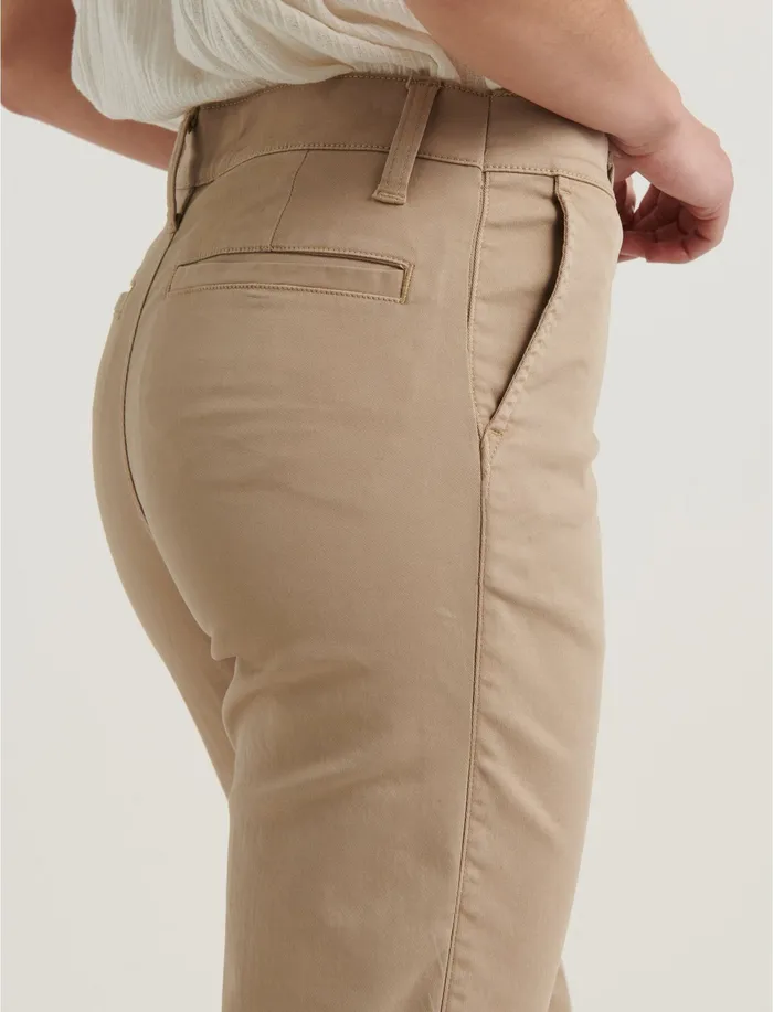 Pants Lucky Brand Women Mid Rise Slim Chino Chinchilla
