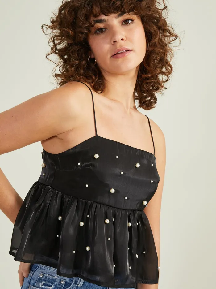 Pearl Babydoll Tank Top Black Women Altar039d State Tanks