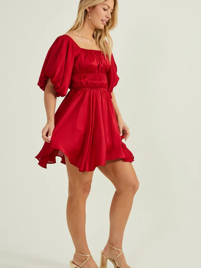 Penelope Puff Sleeve Dress Red Women Altar039d State Casual