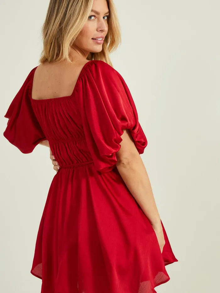 Penelope Puff Sleeve Dress Red Women Altar039d State Casual
