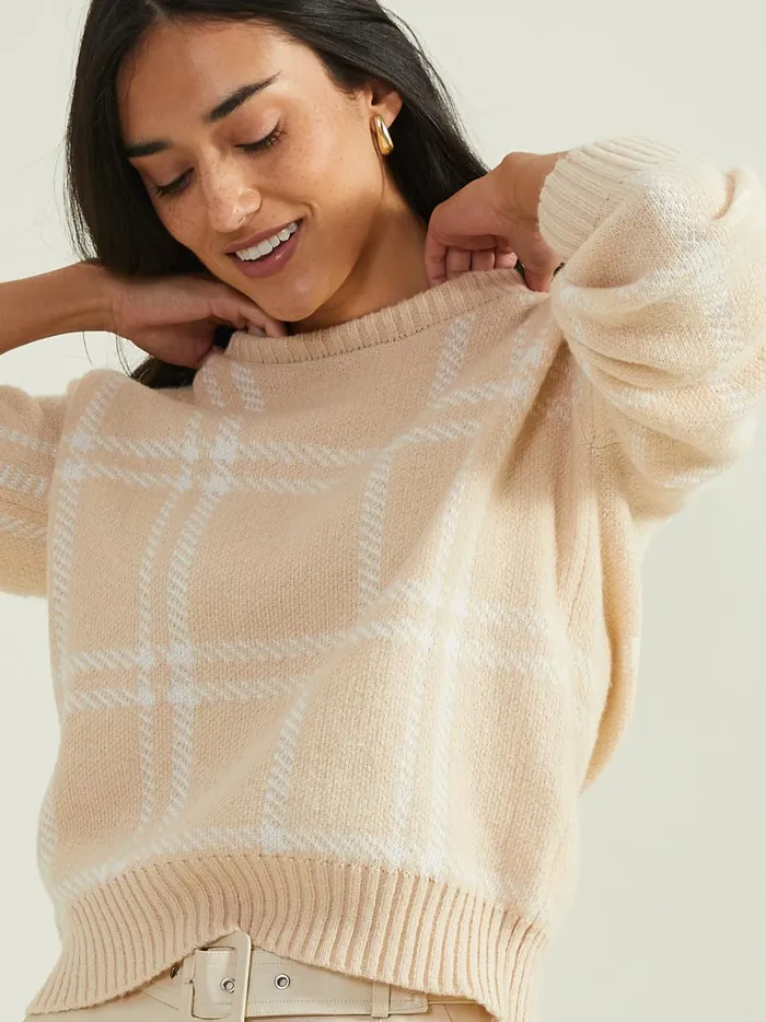 Peyton Plaid Sweater Almond Women Altar039d State Sweaters
