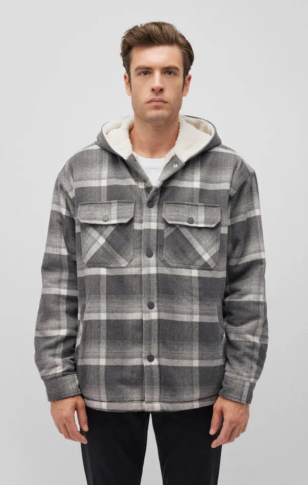 Plaid Hooded Shacket In Black Check Men Mavi Jeans Jackets Plaid Hooded Shacket In Black Check Men Mavi Jeans Jackets
