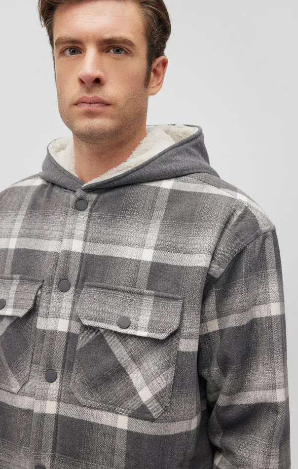 Plaid Hooded Shacket In Black Check Men Mavi Jeans Jackets Plaid Hooded Shacket In Black Check Men Mavi Jeans Jackets