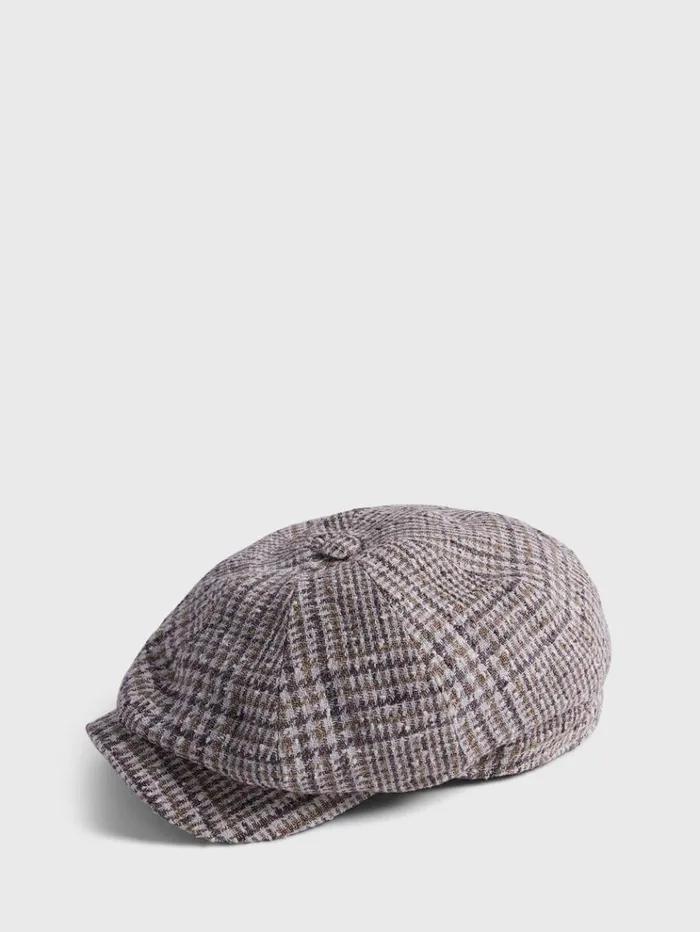 Plaid Newsboy Hat Light Brown Men Paul Stuart Scarves Hats Gloves