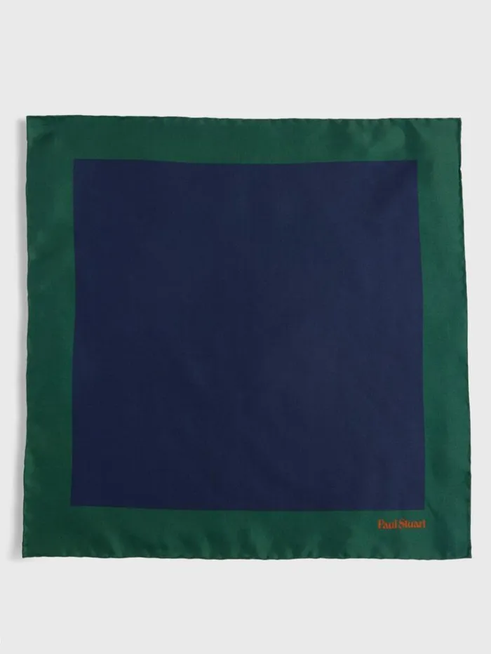 Printed Silk Color Block Pocket Square Green Men Paul Stuart Pocket Squares