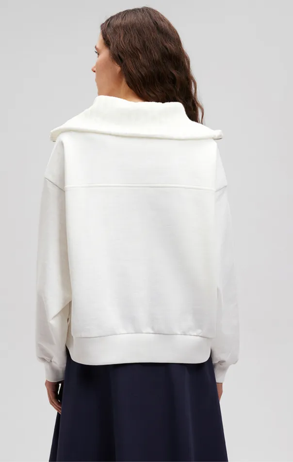 Quarter Zip Sweatshirt In Antique White Women Mavi Jeans Loungewear
