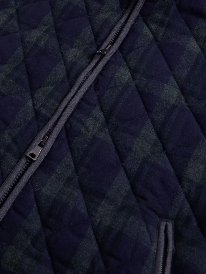 Quilted Wool Plaid Vest Navygreen Men Paul Stuart Vests