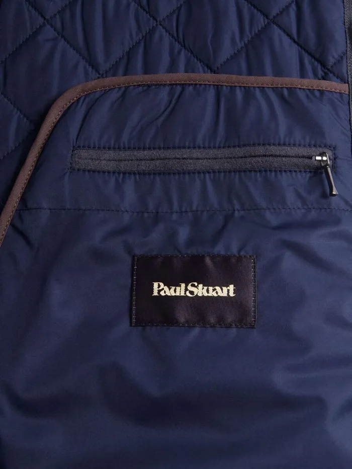 Quilted Wool Plaid Vest Navygreen Men Paul Stuart Vests