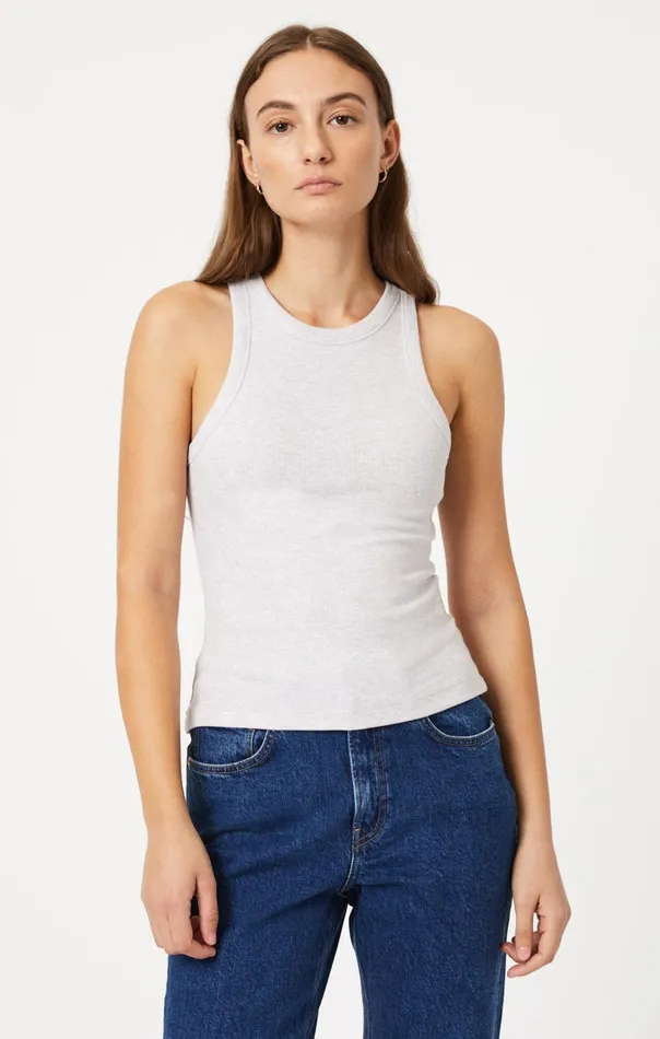 Racer Back Tank Top In Oatmeal Women Mavi Jeans Tops and TShirts