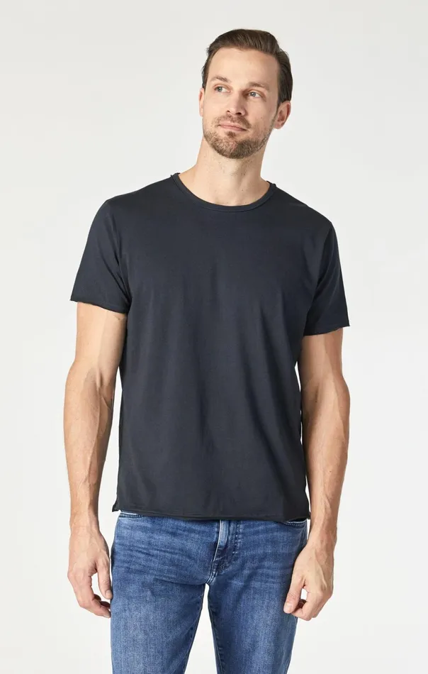 Raw Edge Neck TShirt In Black Men Mavi Jeans TShirts