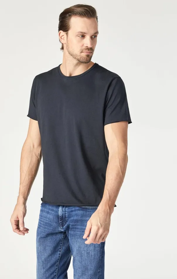 Raw Edge Neck TShirt In Black Men Mavi Jeans TShirts Raw Edge Neck TShirt In Black Men Mavi Jeans TShirts