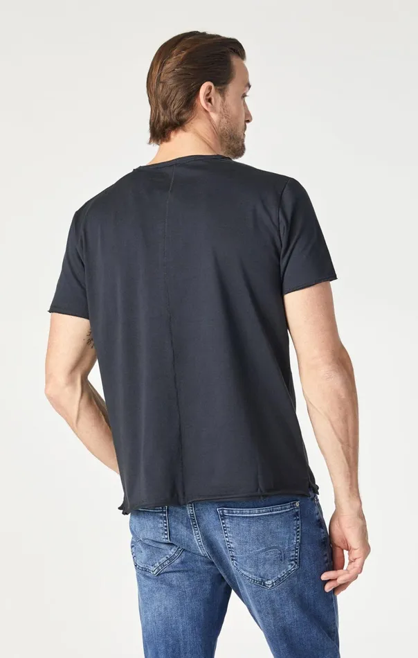 Raw Edge Neck TShirt In Black Men Mavi Jeans TShirts Raw Edge Neck TShirt In Black Men Mavi Jeans TShirts